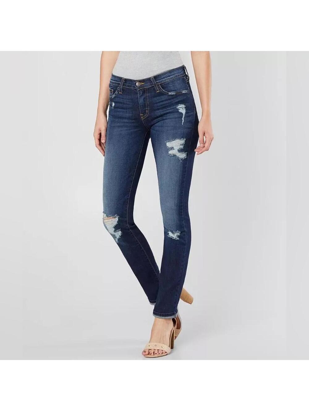 Flying Monkey Mid-Rise Straight Stretch Jean distressed 26
